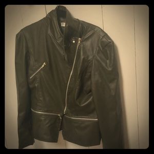 Olive Green Lined Zipper Jacket